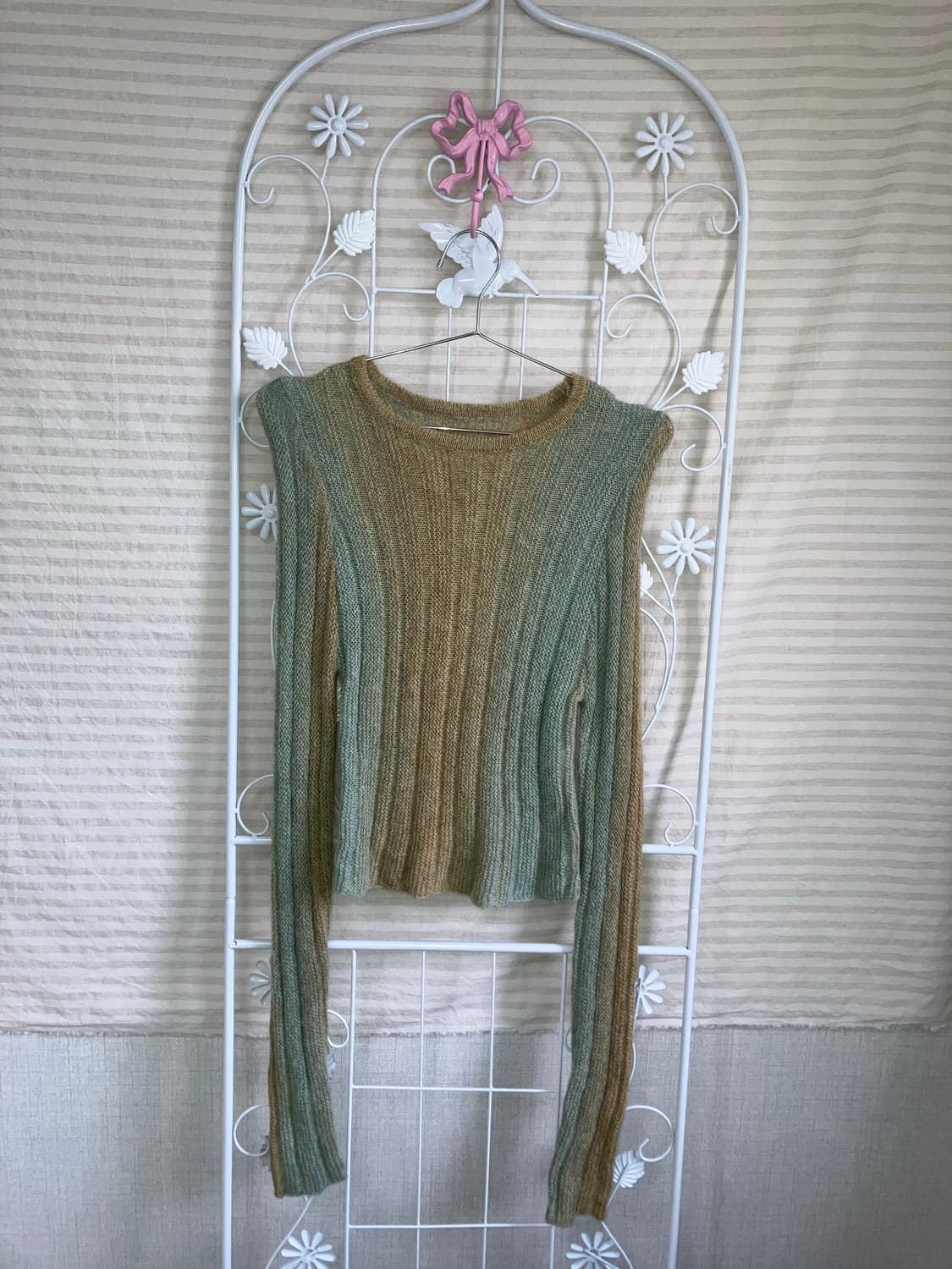 빈티지 베이지 민트 그라데이션 니트 y2k 스트릿 갸루 펑키471 상품이미지1