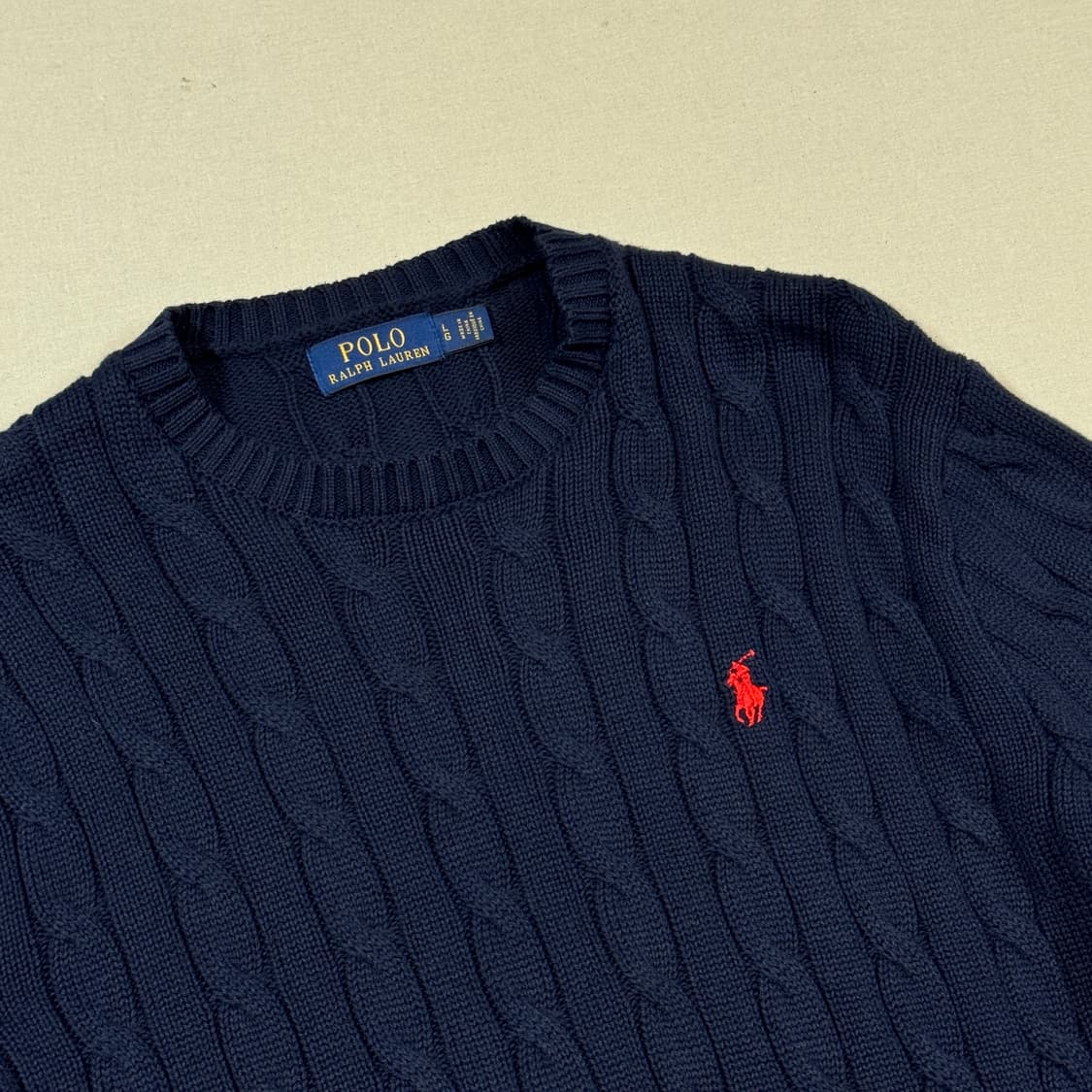 L) 폴로 랄프로렌 케이블 꽈배기 라운드넥 니트 네이비 P77 상품이미지4