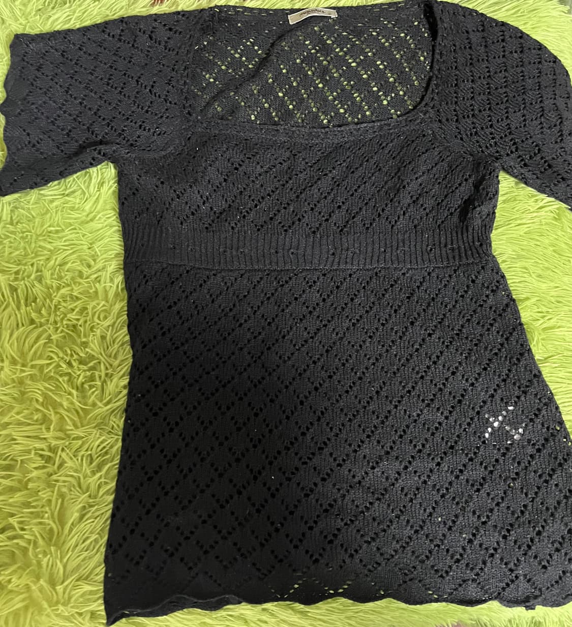 일본 빈티지 스퀘어넥 반팔 니트 상품이미지1