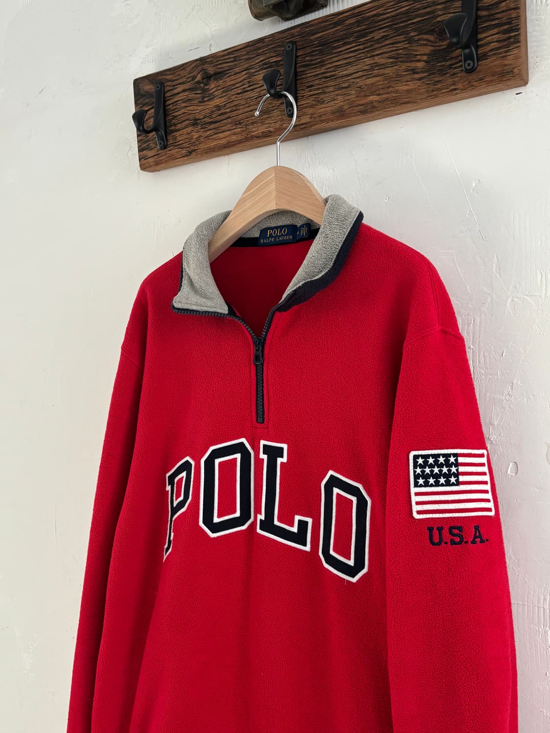 Polo 폴로 랄프로렌 신형 POLO 아치로고 레드컬러 플리스 상품이미지4