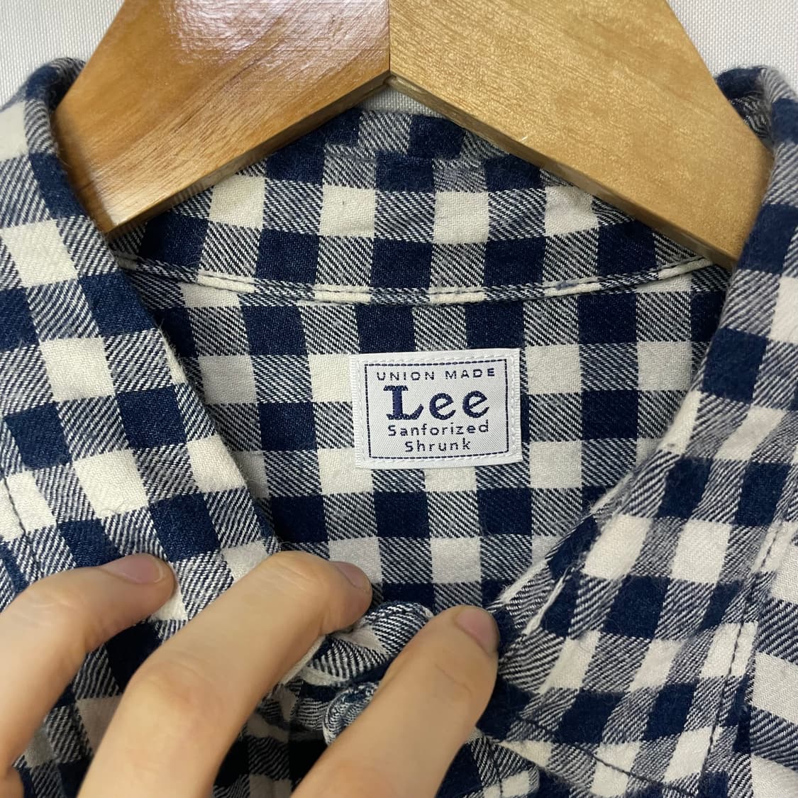 Lee 리 깅엄 체크 셔츠 남방 긴팔 일본 빈티지 셔츠 네이비 상품이미지4