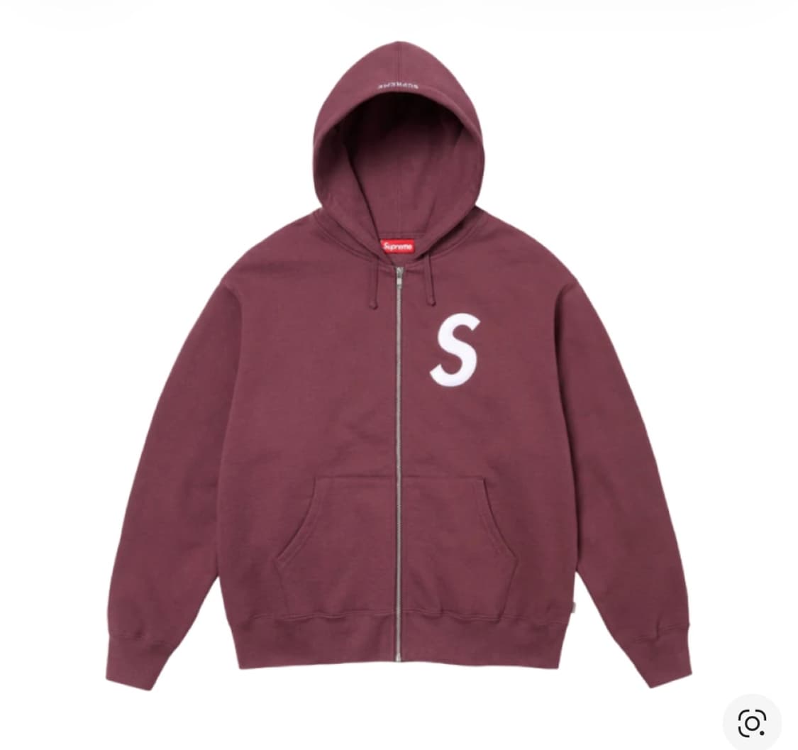 슈프림 S 로고 집업 후드 스웨트셔츠 마룬 - 24FW 상품이미지1