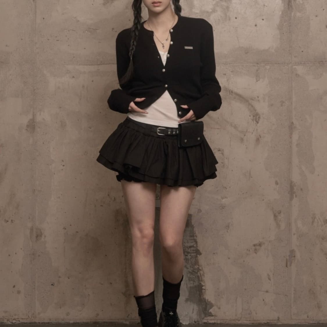 KHAKIPOINT) Cancan Skirt Pants [ black ] 상품이미지3