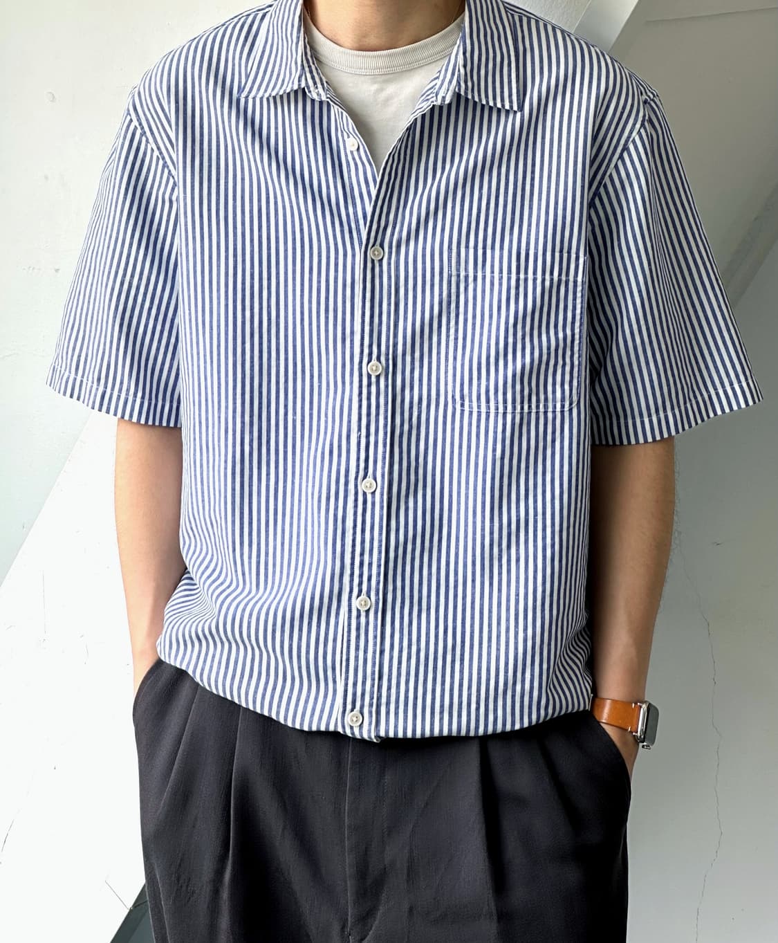 Linen touch natural stripe shirt 상품이미지8
