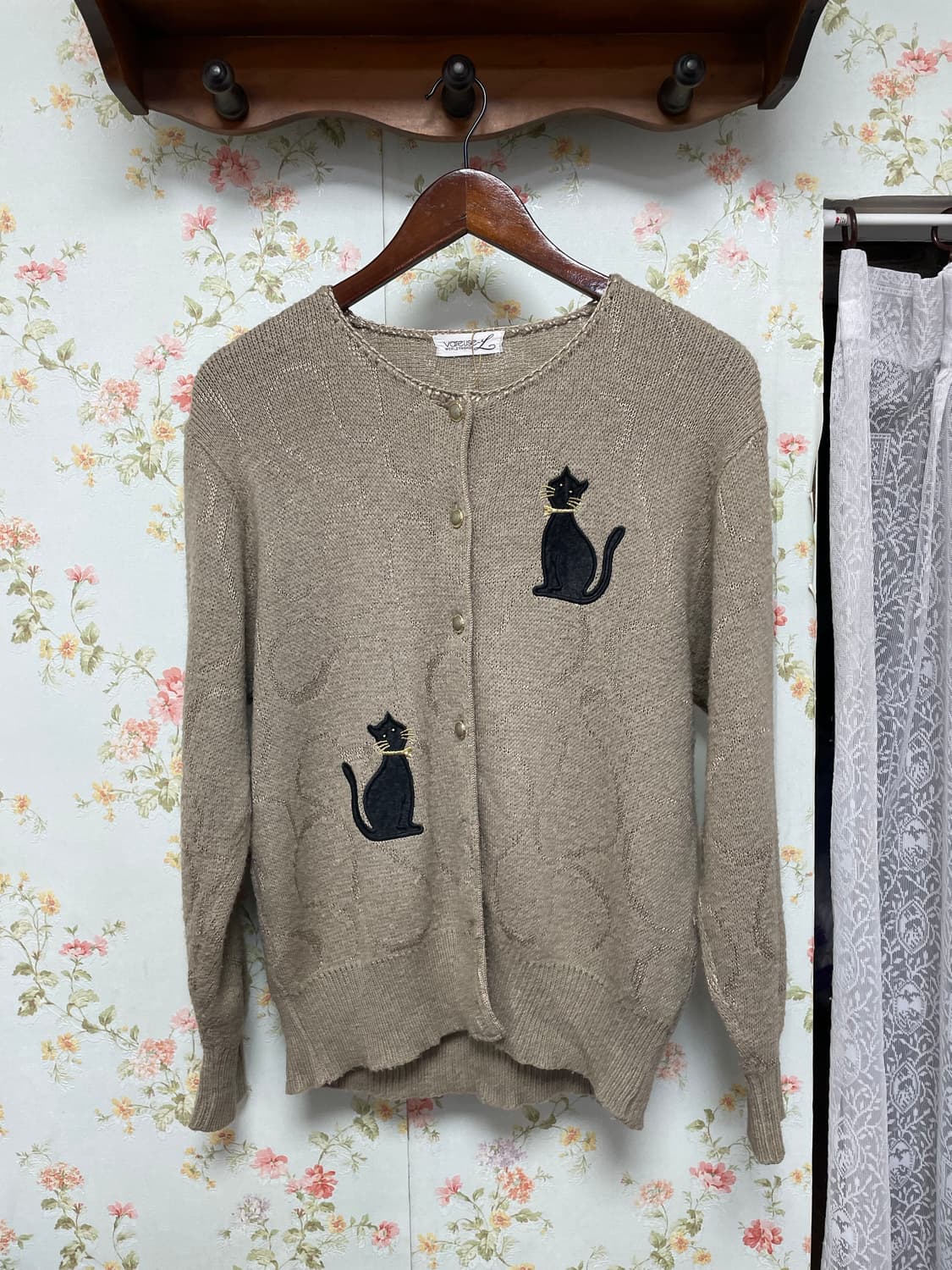 고양이 자수 니트 가디건 상품이미지1