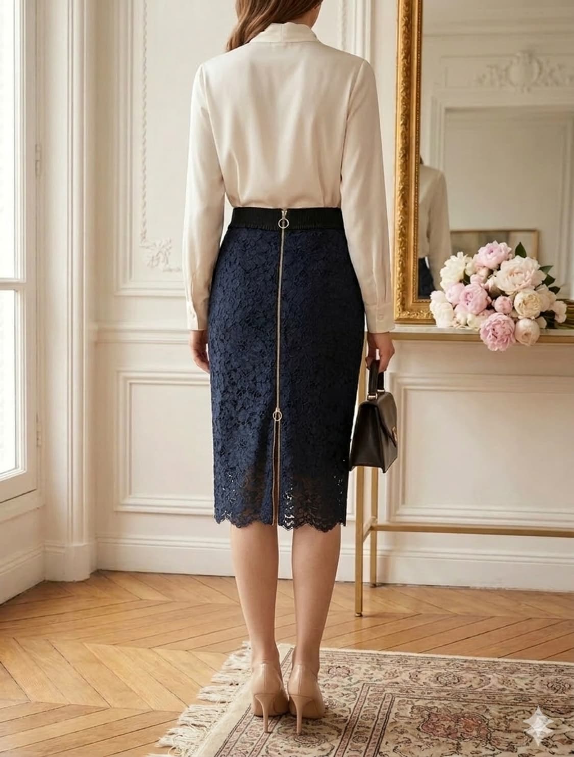 질바이질스튜어트 레이스 H라인 스커트 S 블랙 | 투웨이 지퍼 단정핏 상품이미지1