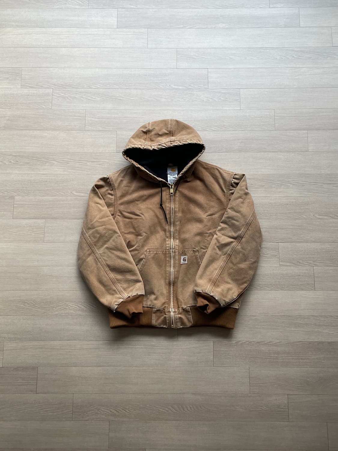 칼하트 j130 BRN 브라운 액티브 자켓 샌드스톤 빈티지 상품이미지1