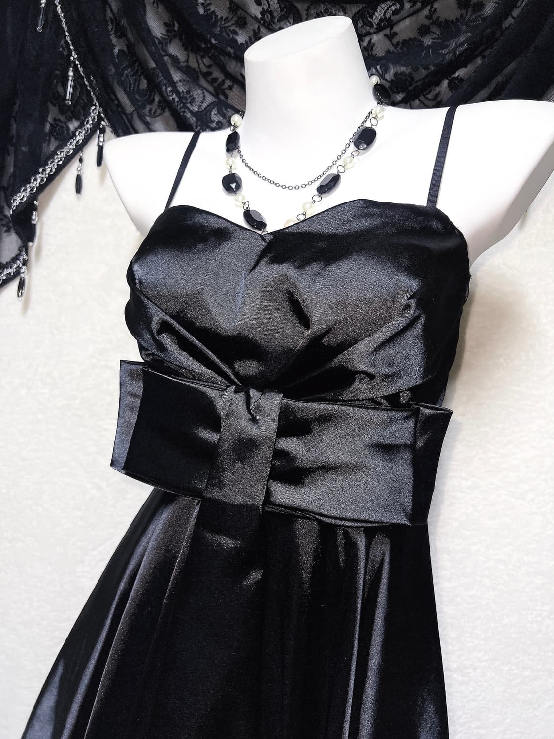 로맨틱고딕 고스로리 히메갸루 블랙 리본 미니드레스 원피스 벌룬 핀터 미사 상품이미지6
