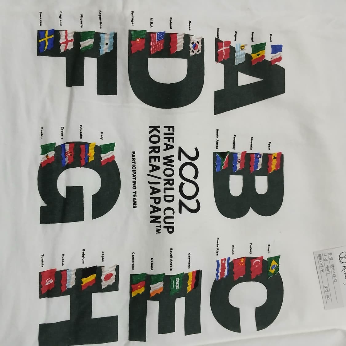 택붙은 미사용 2002 한일월드컵 기념 대진표 반팔티 오버핏 상품이미지2