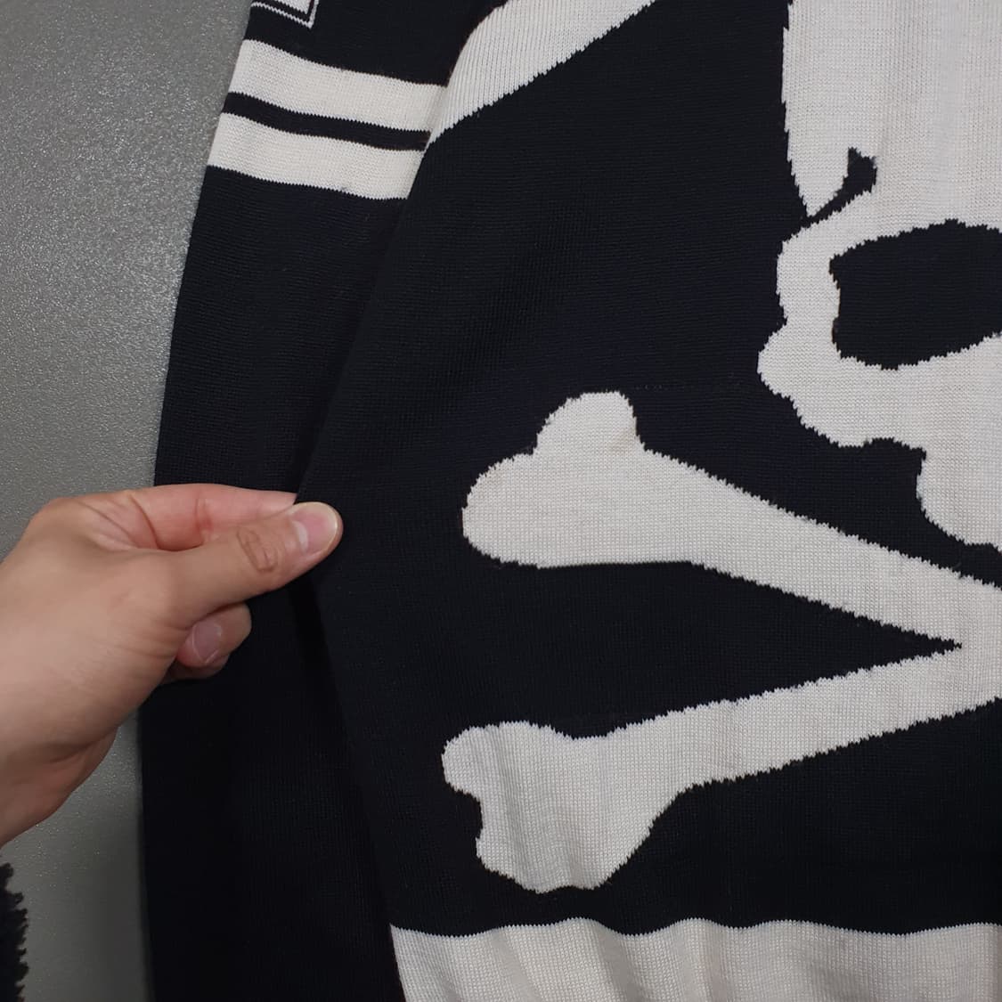 실측 L) 필립플레인 스컬 해골 배드보이 백로고 메리노울 모 니트 스웨터 상품이미지3