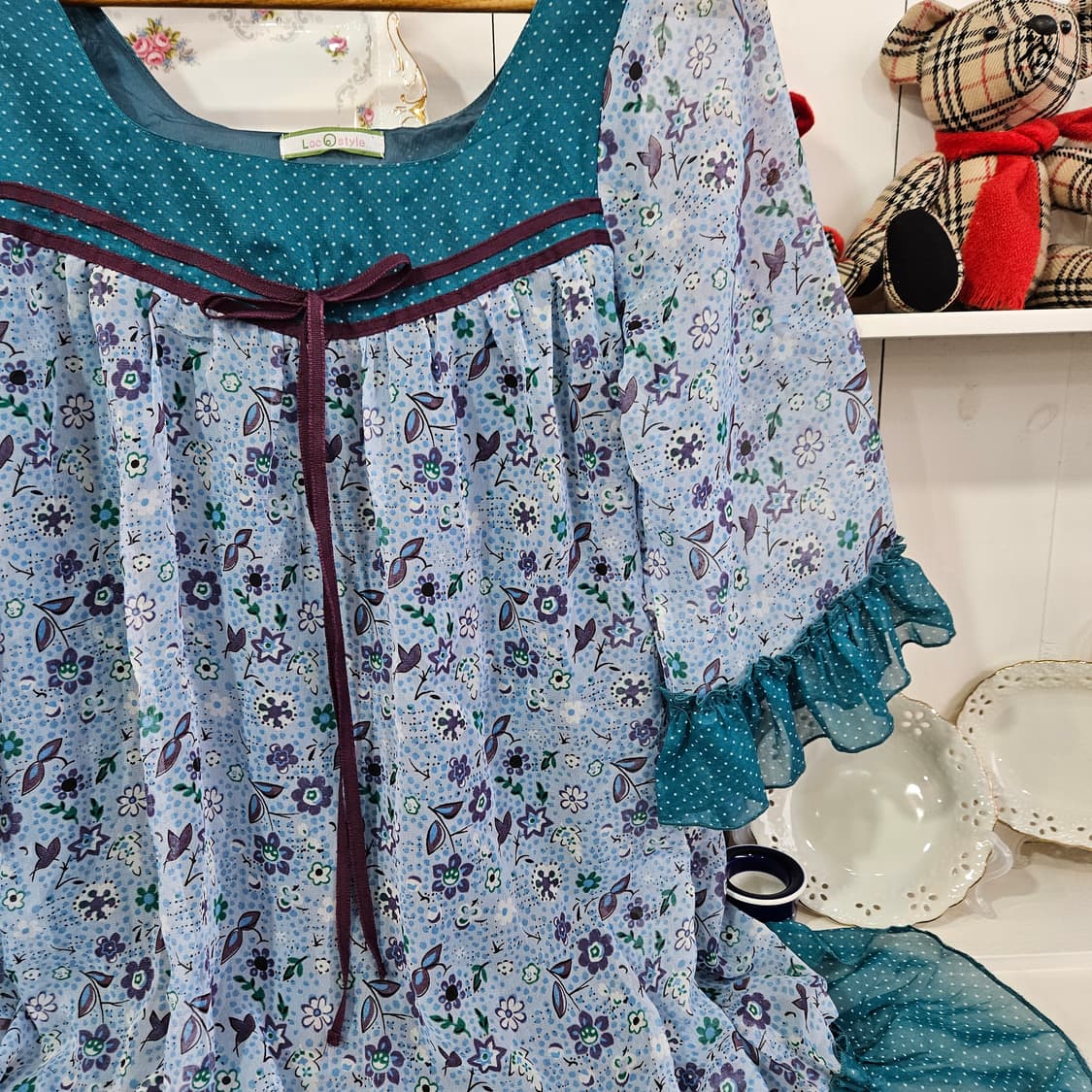 플라워 쉬폰 프릴 원피스 상품이미지3