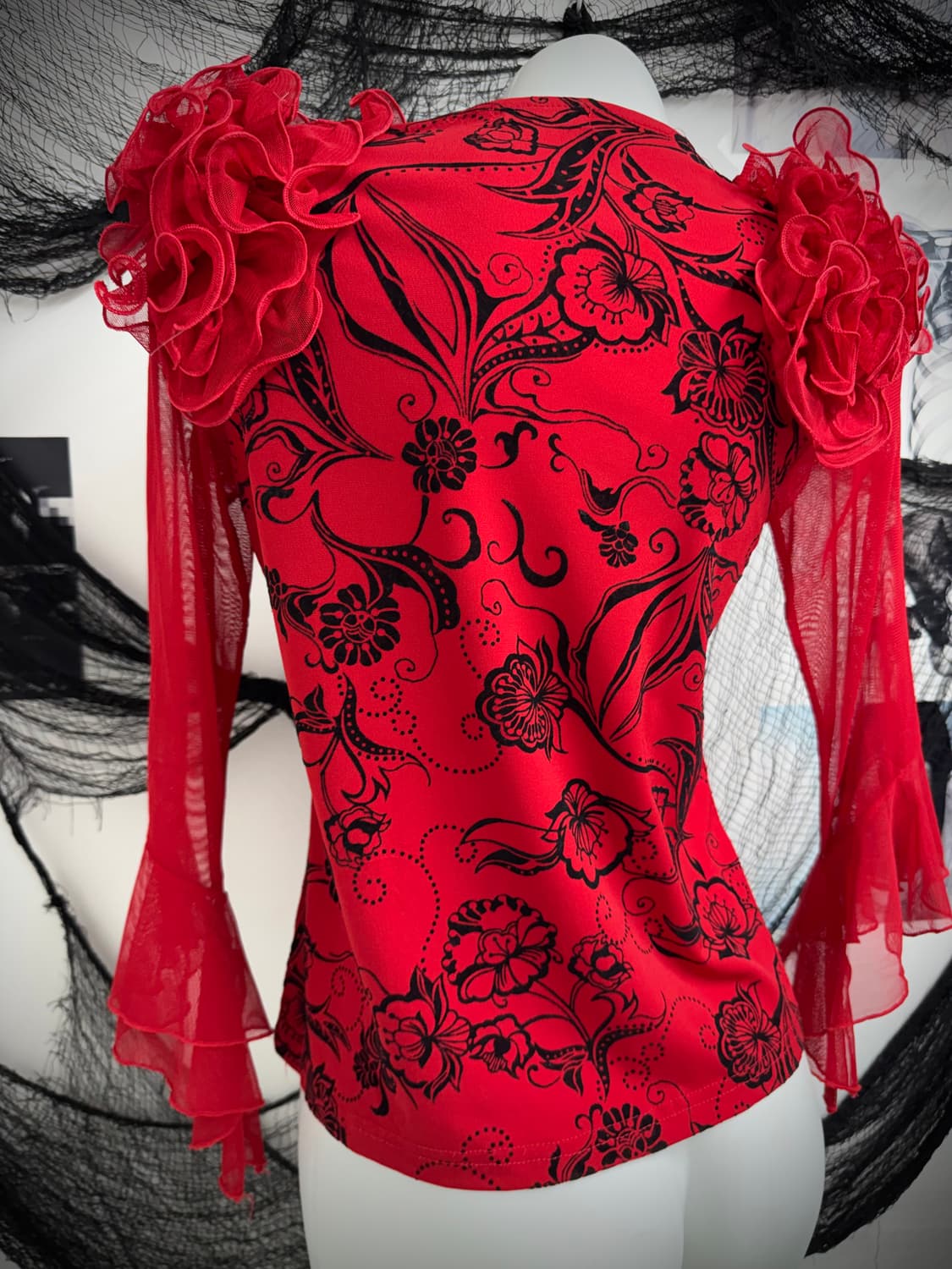 Oriental beads prinrimg ruffle longsleev 상품이미지5