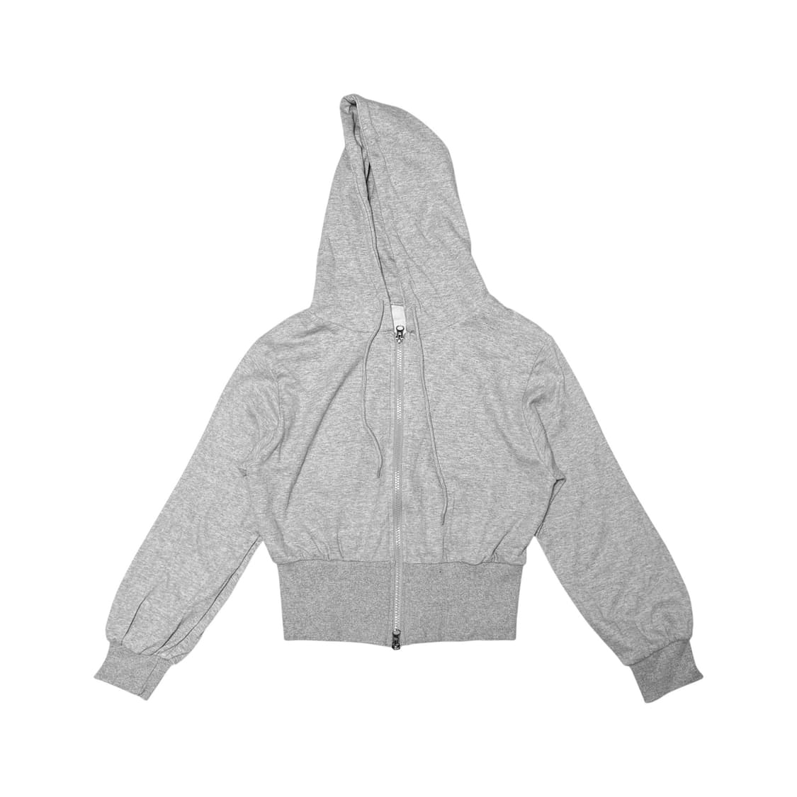Ribbed cropped hooded zip-up_Gray 상품이미지1