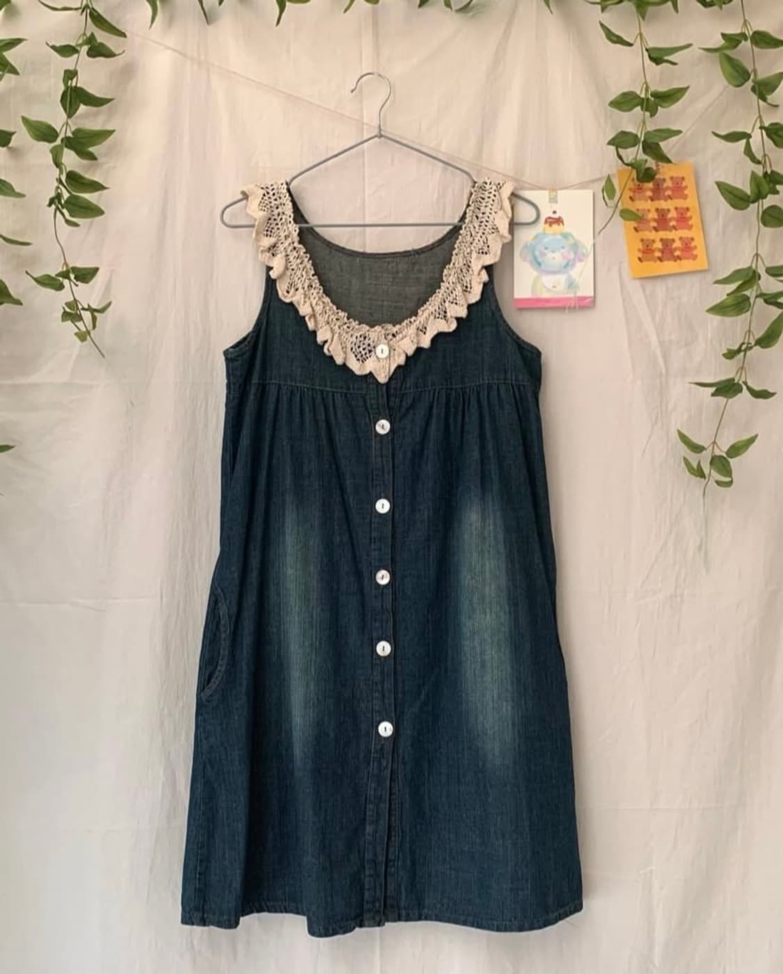 모리 크로쉐 데님 원피스 상품이미지1