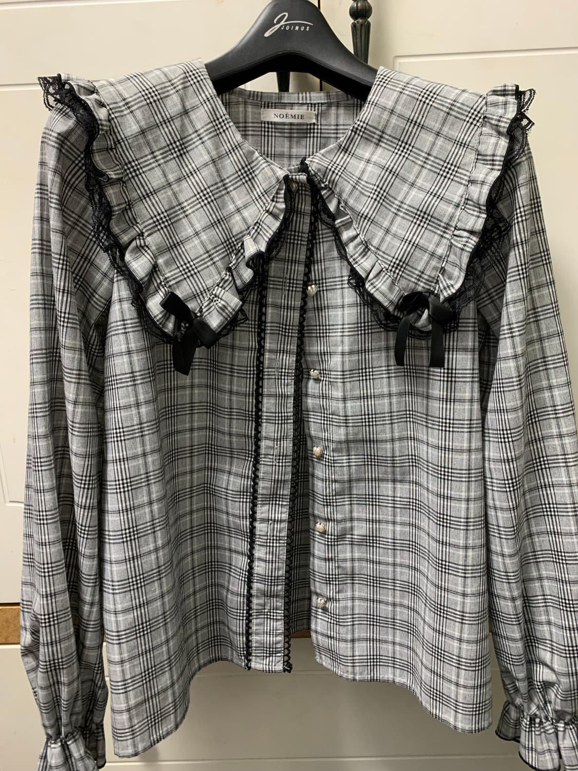 noemie 체크 블라우스 갸루 양산형 리즈리사 빈티지 상품이미지1