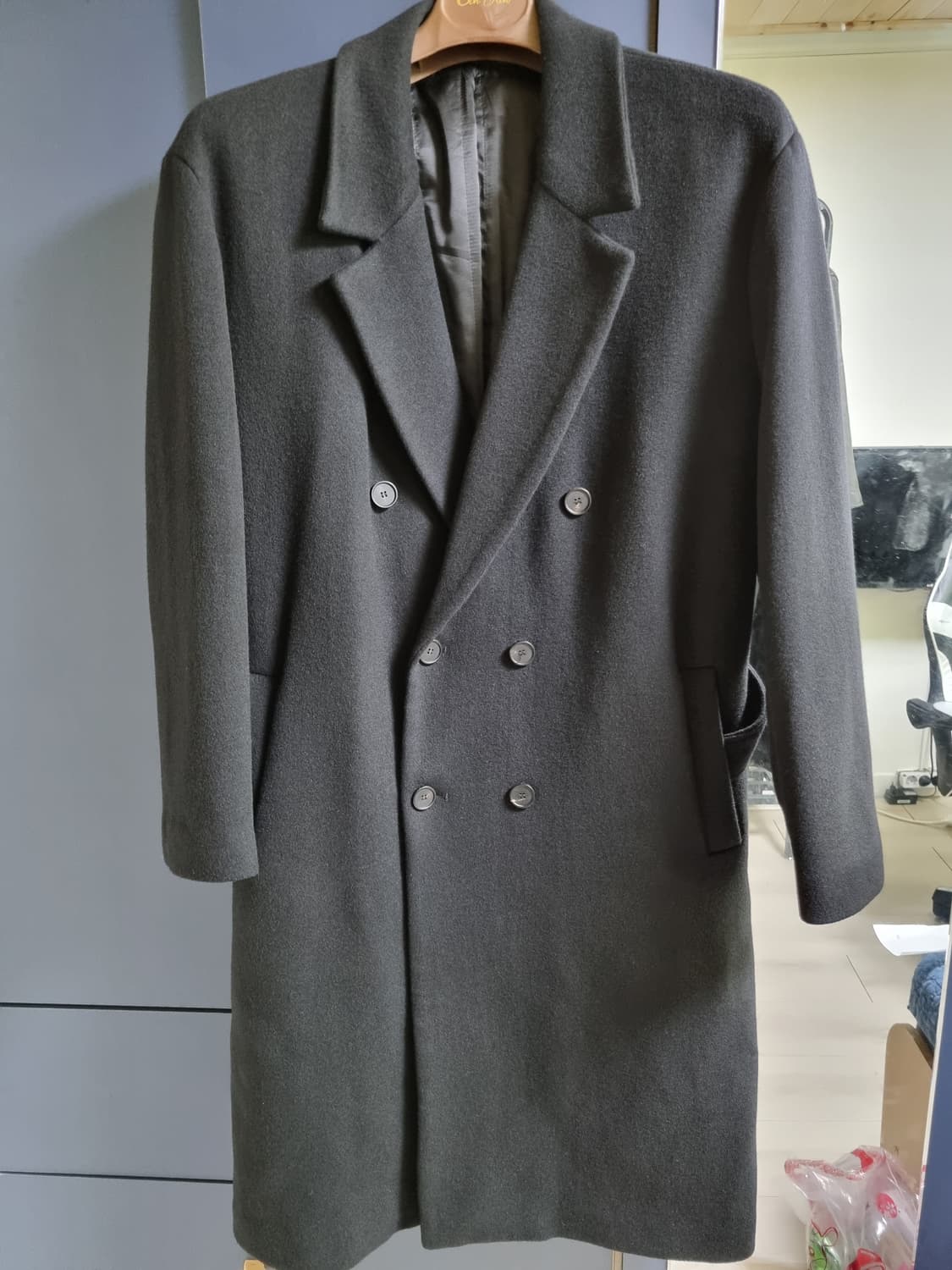 드로우핏 프리미어 퓨어 캐시미어 로브 더블 코트 (Black) 상품이미지3