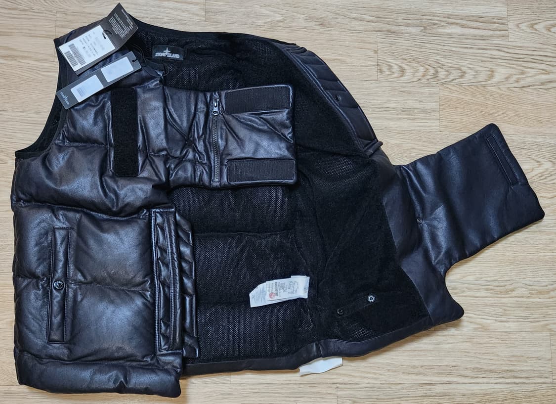 [정품] 스톤아일랜드 레더유딜리티베스트 가죽 패딩 조끼 L (남여공용)  상품이미지6