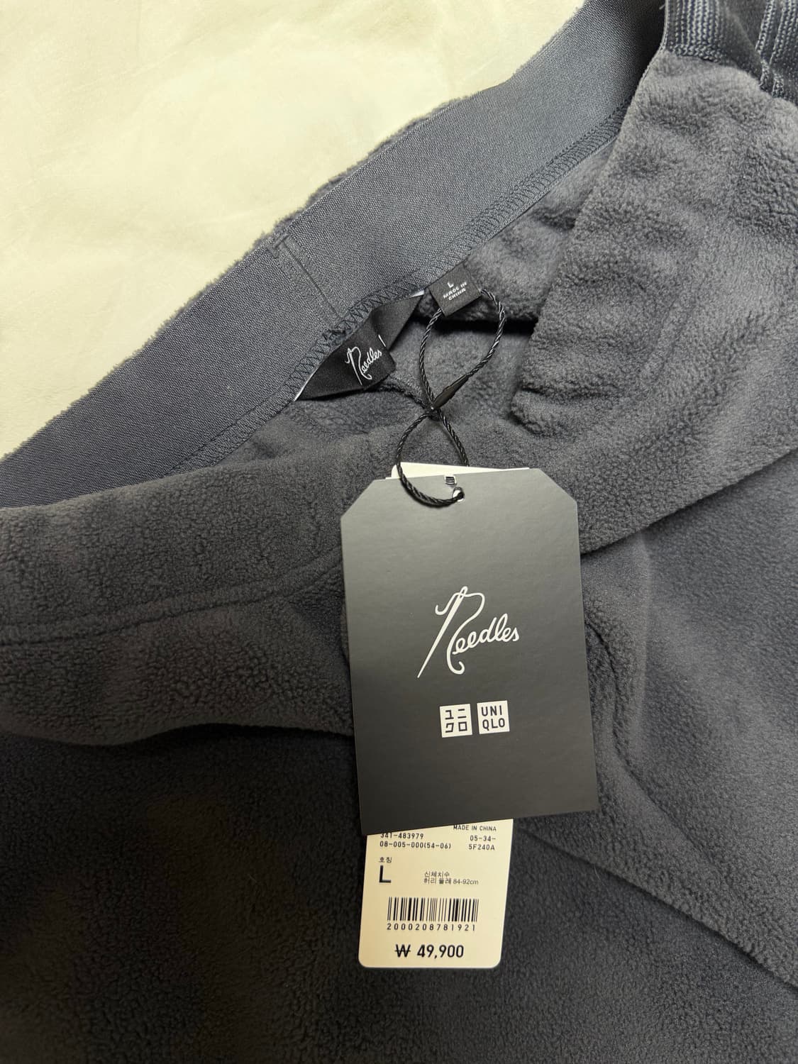 [L] 유니클로 x 니들스 플리스 와이드 팬츠 다크 그레이 상품이미지2