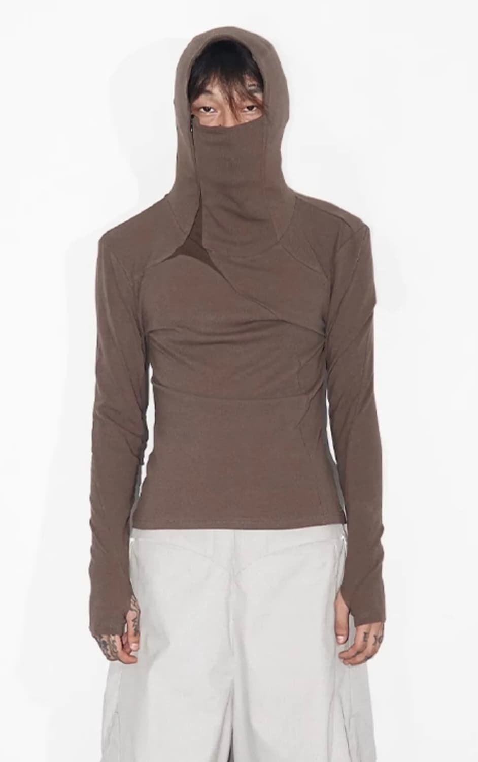 Bevan up - 3D cut pleated hooded shirt 상품이미지1