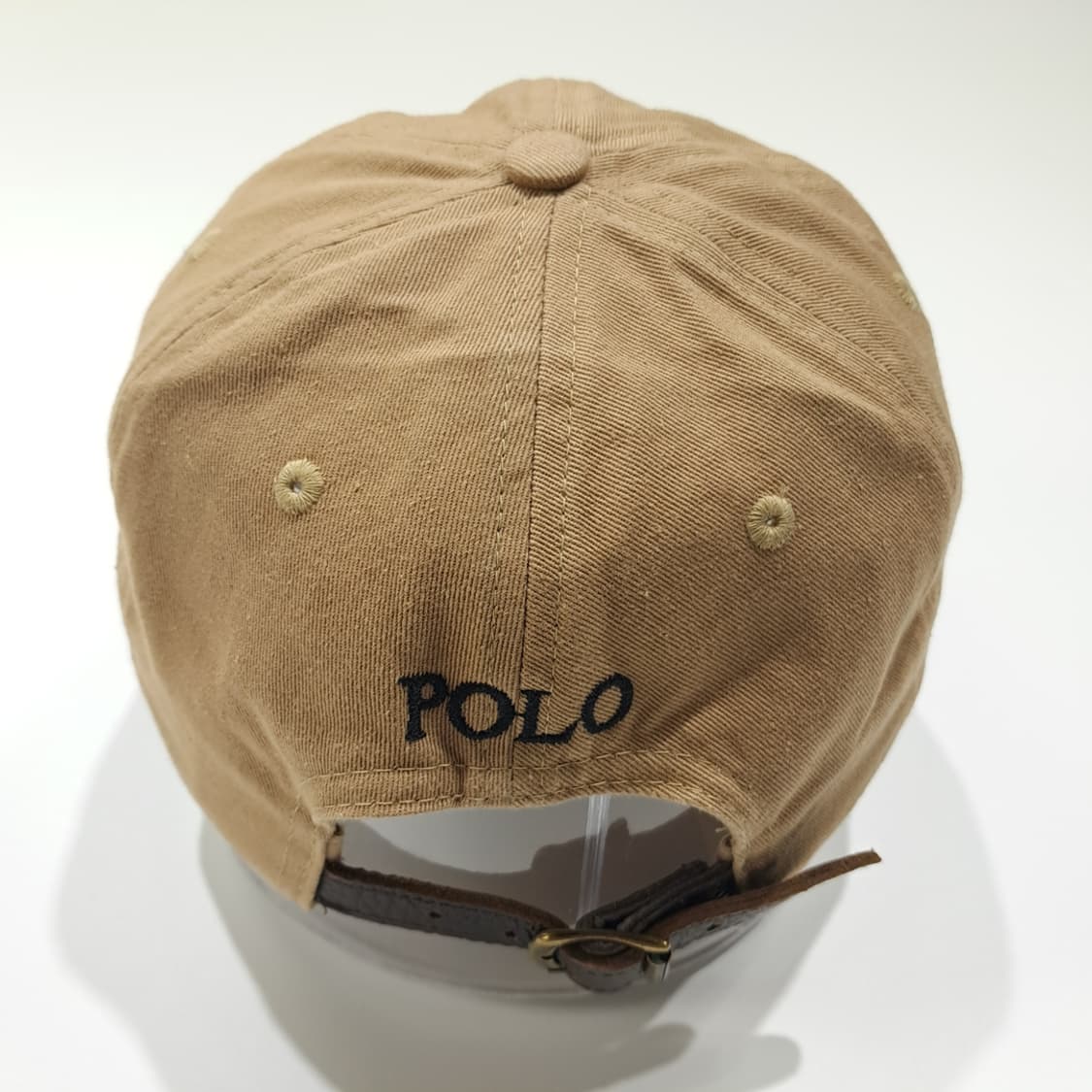 CL457 폴로 코튼 가죽스트랩 포니자수 베이지 볼캡 모자 상품이미지5