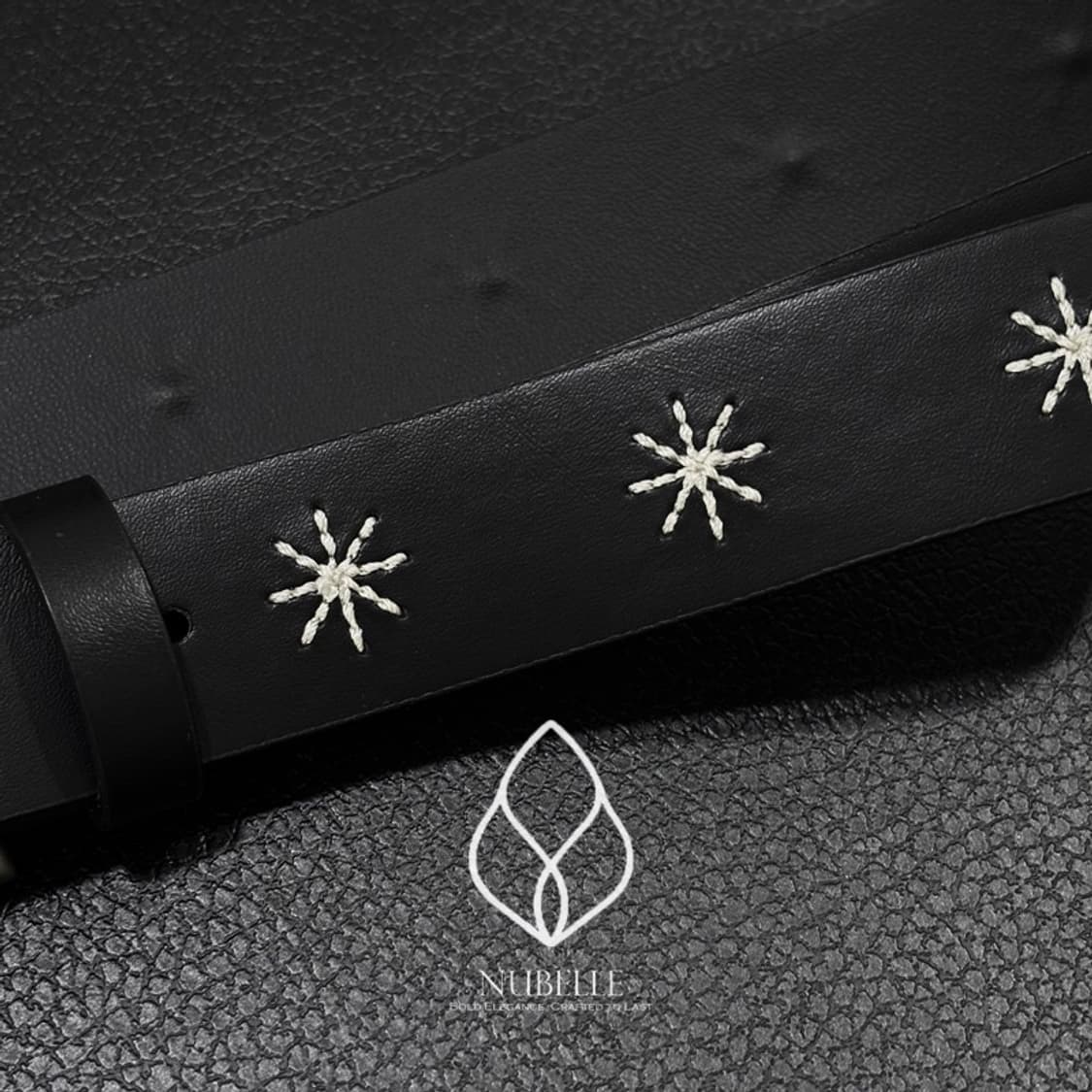 🌗 Daisy stitch belt / 데이지 플라워 스티치 가죽 벨트 상품이미지4