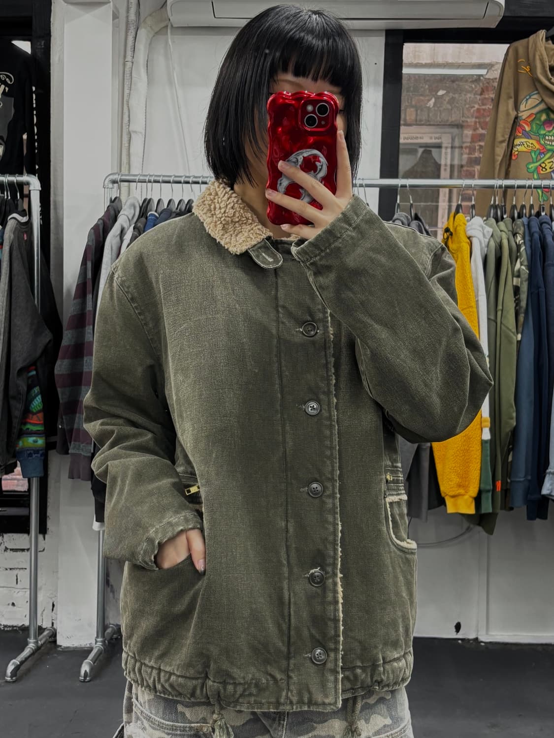 VTG 카키 쉐르파 자켓 상품이미지2