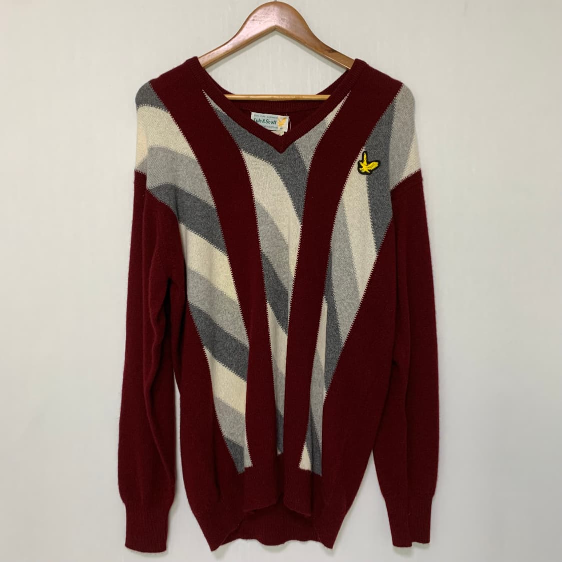 라일앤스콧 브이넥 캐시미어 패턴 니트 일본빈티지 상품이미지2