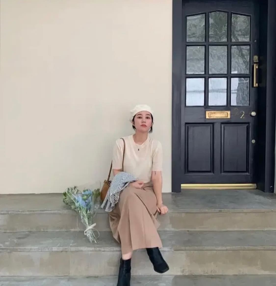 리넨느 핀턱스커트 베이지s +니트 아이보리 상품이미지2