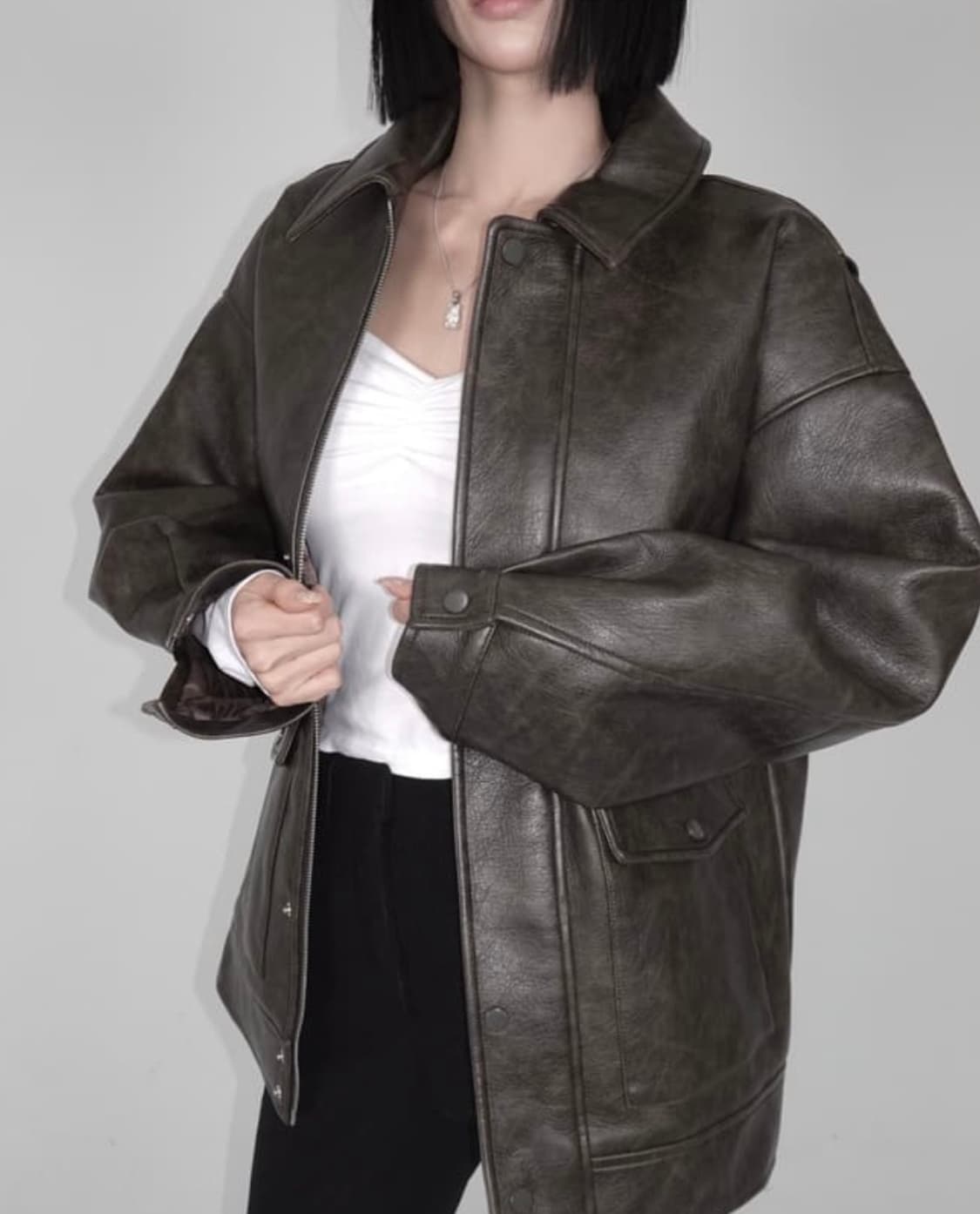 페일제이드 패디드 오버핏 레더자켓 상품이미지1