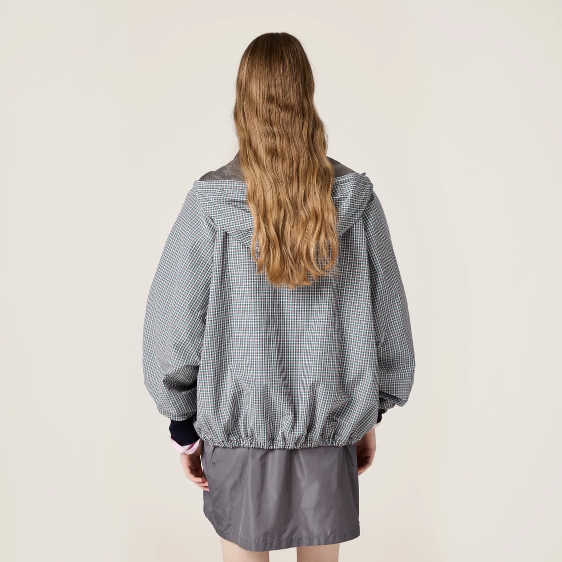 (새제품) 미우미우 miu miu 체크 테크니컬 패브릭 봄버 재킷 48 상품이미지3