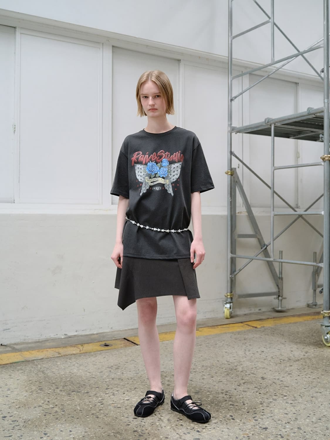Raive Stripe Unbalanced Skirt  상품이미지1