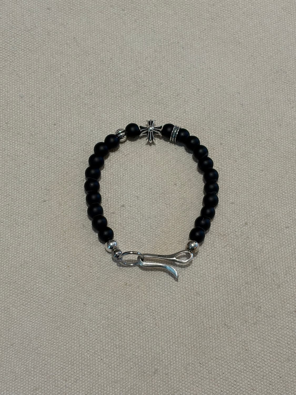 🖤 Silver Cross Onyx Bracelet  상품이미지1
