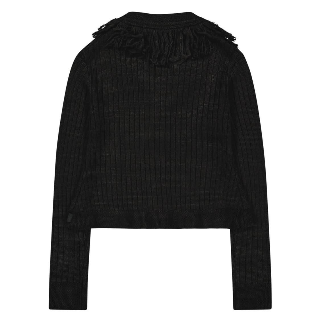 오호스 테슬 카라 니트 가디건 블랙 상품이미지2