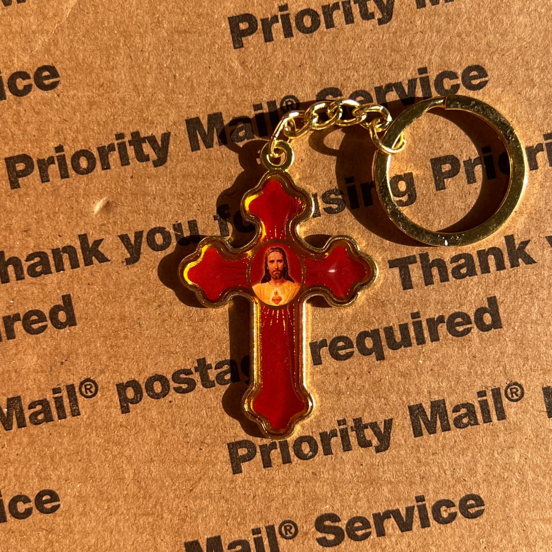 90s vtg Red Cross Jesus Keyring 상품이미지1