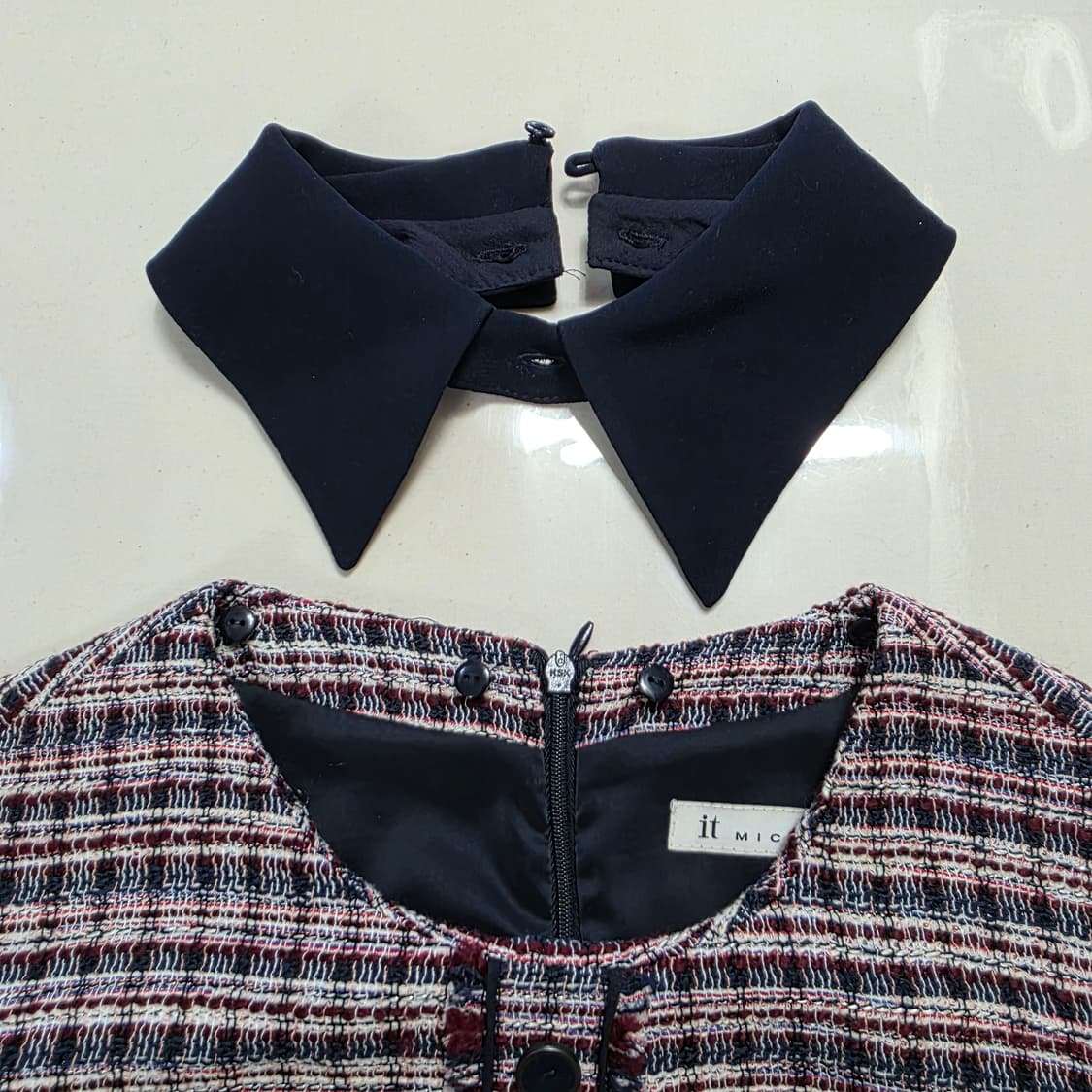 1177 잇미샤 [it michaa]트위드 가라 원피스 클래식 체크 하객 상품이미지4