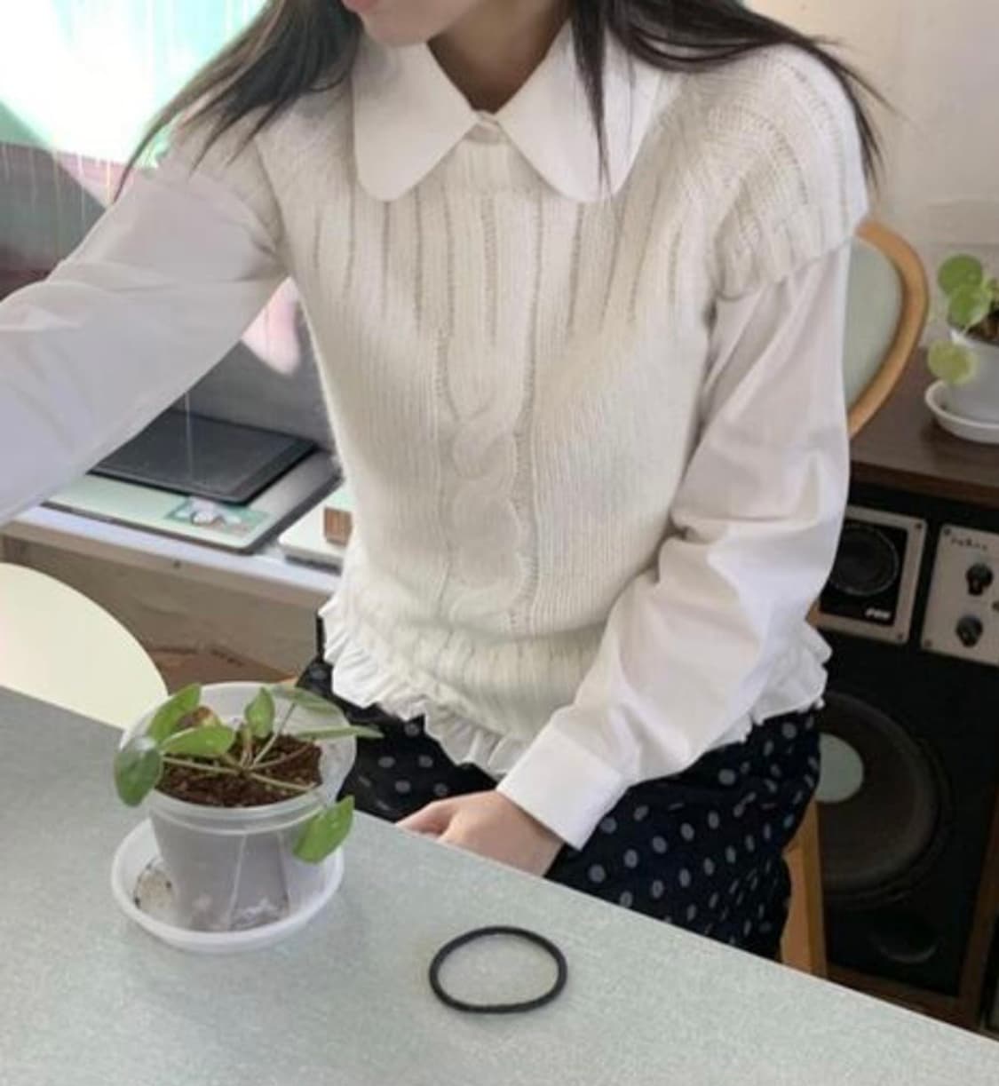 러브앤드팝 앤너플 반팔니트 아이보리 상품이미지4