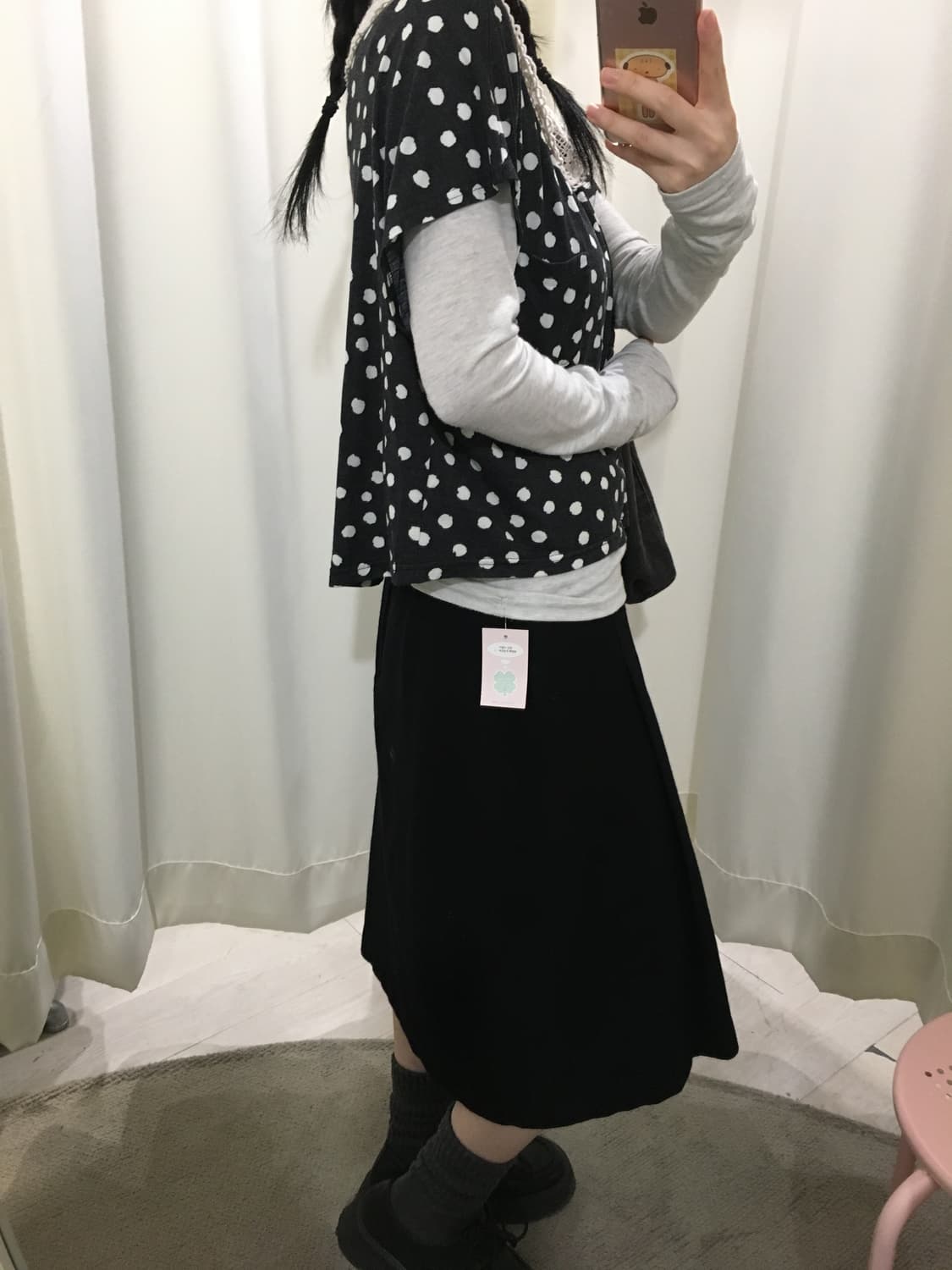 dot t-shirt + lace longsleeve SET 상품이미지3
