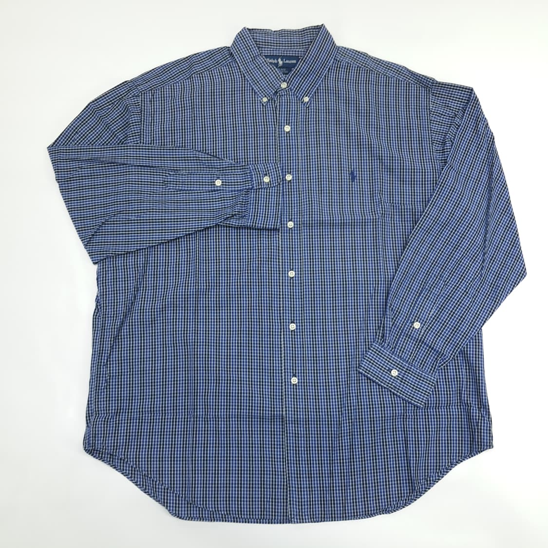 Co854 XL 폴로 랄프로렌 블루블랙 마이크로체크 긴팔 셔츠 남방 상품이미지2