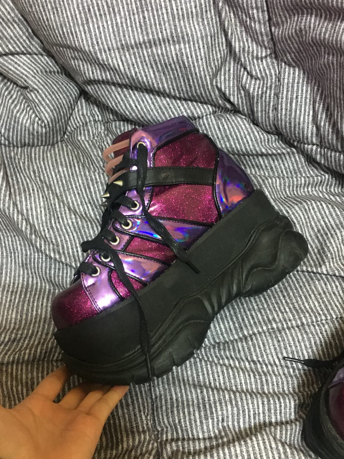 데모니아 핑크 붉은색 플랫폼 슈즈 7cm 굽 240-250 상품이미지2