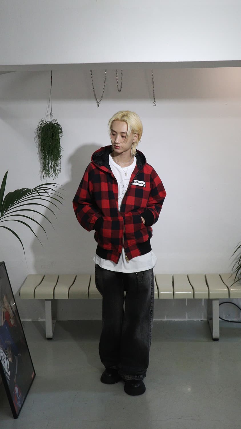 STUSSY Bufflo Check Hooded Zip Jacket 상품이미지1
