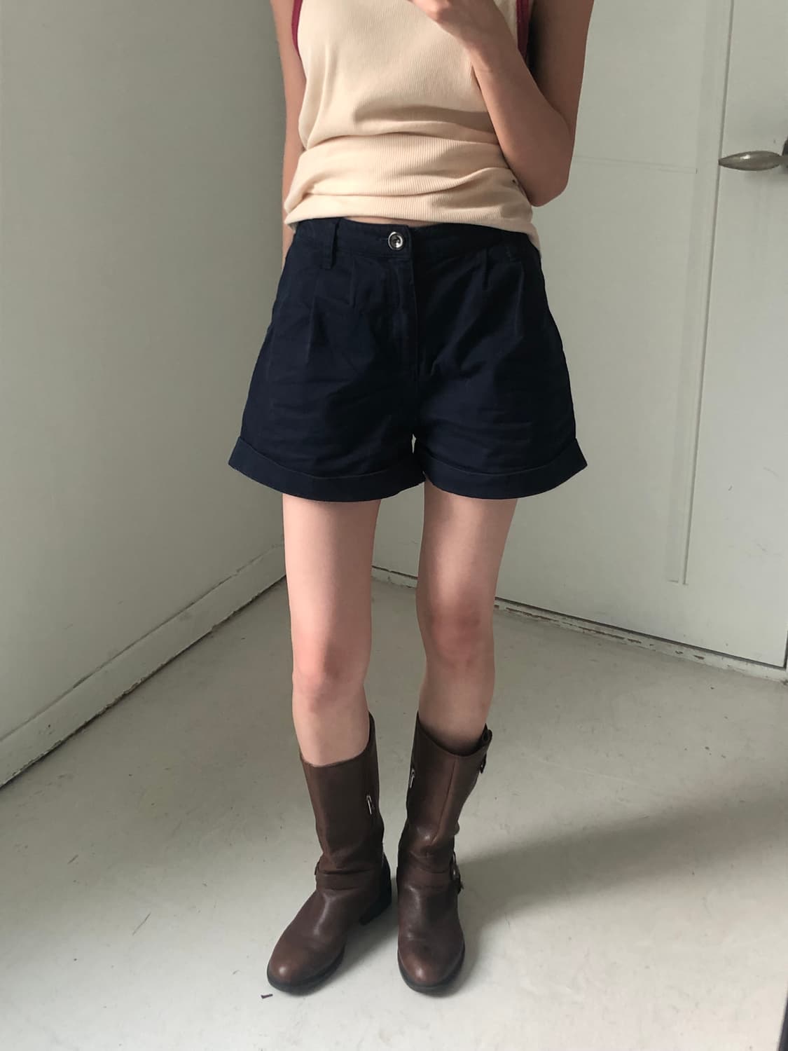 일본빈티지 네이비 코튼 반바지 상품이미지1