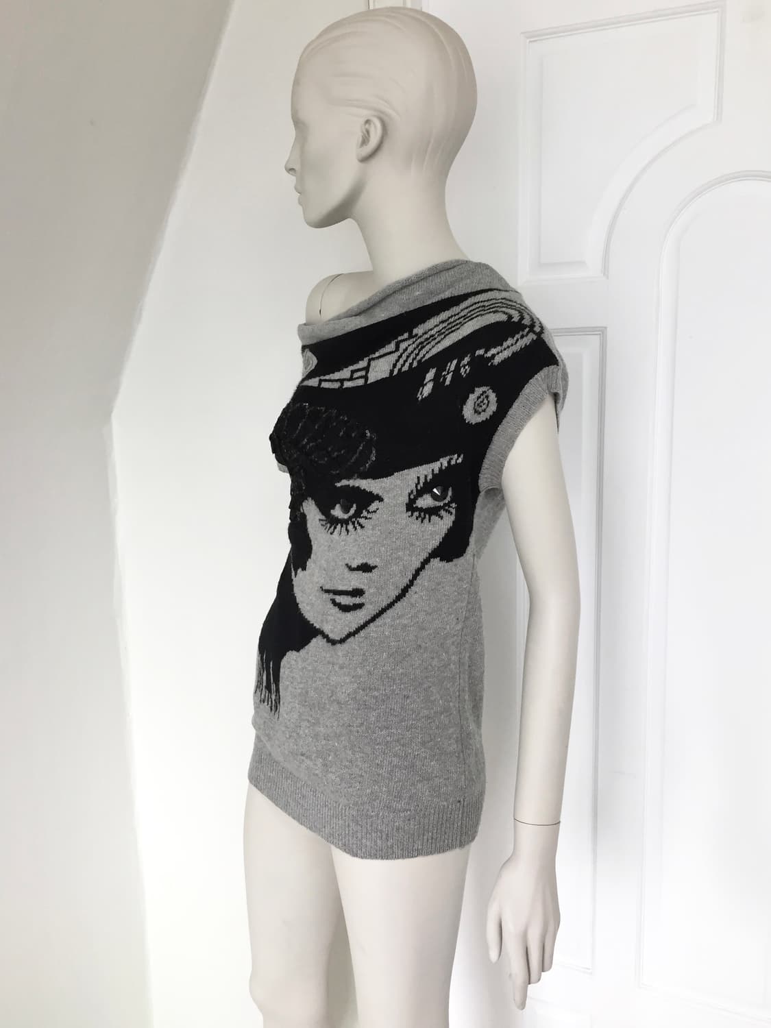 Women’s Grey Cubic Point Knit Top 상품이미지2