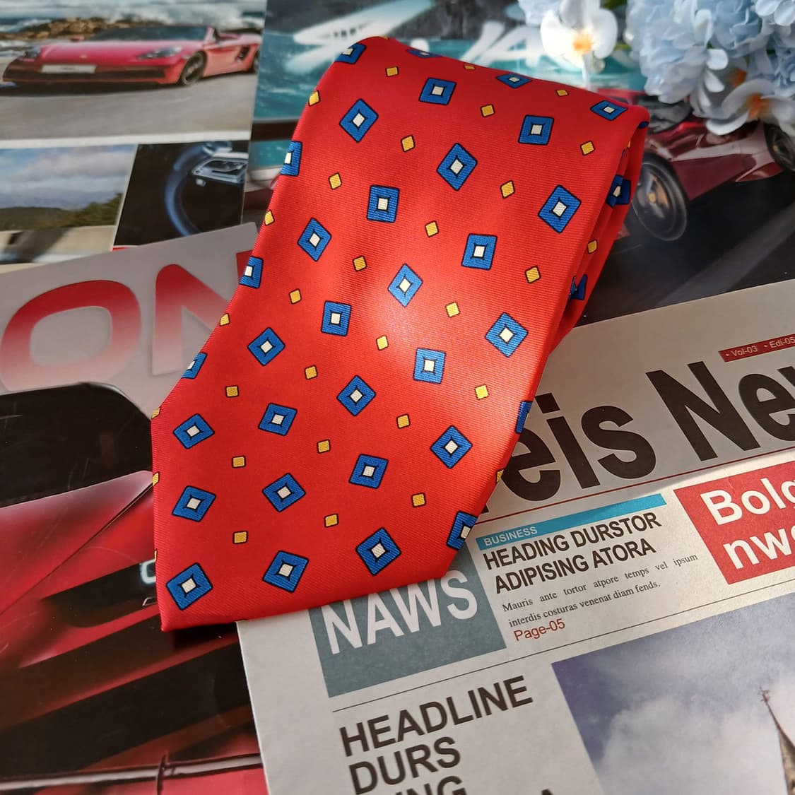 폴로 랄프로렌 실크 레드 패턴 넥타이 9cm A+등급 A19328 상품이미지6