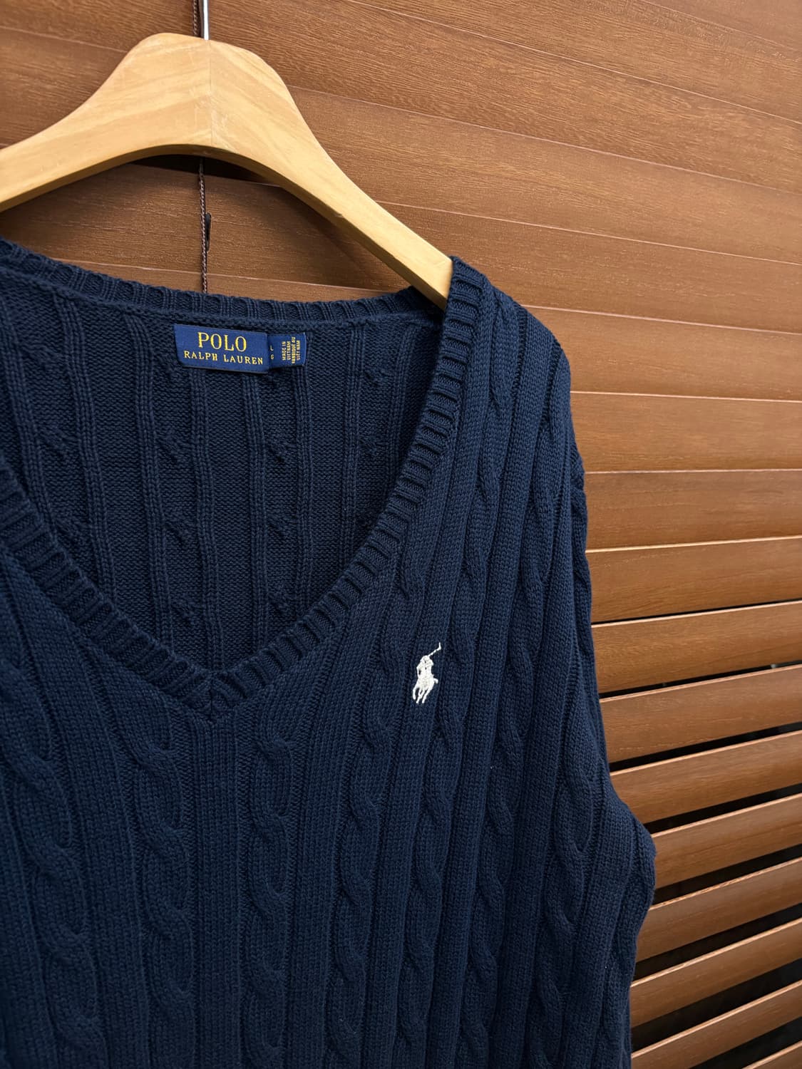 폴로 랄프로렌 네이비 브이넥 케이블 니트 상품이미지5