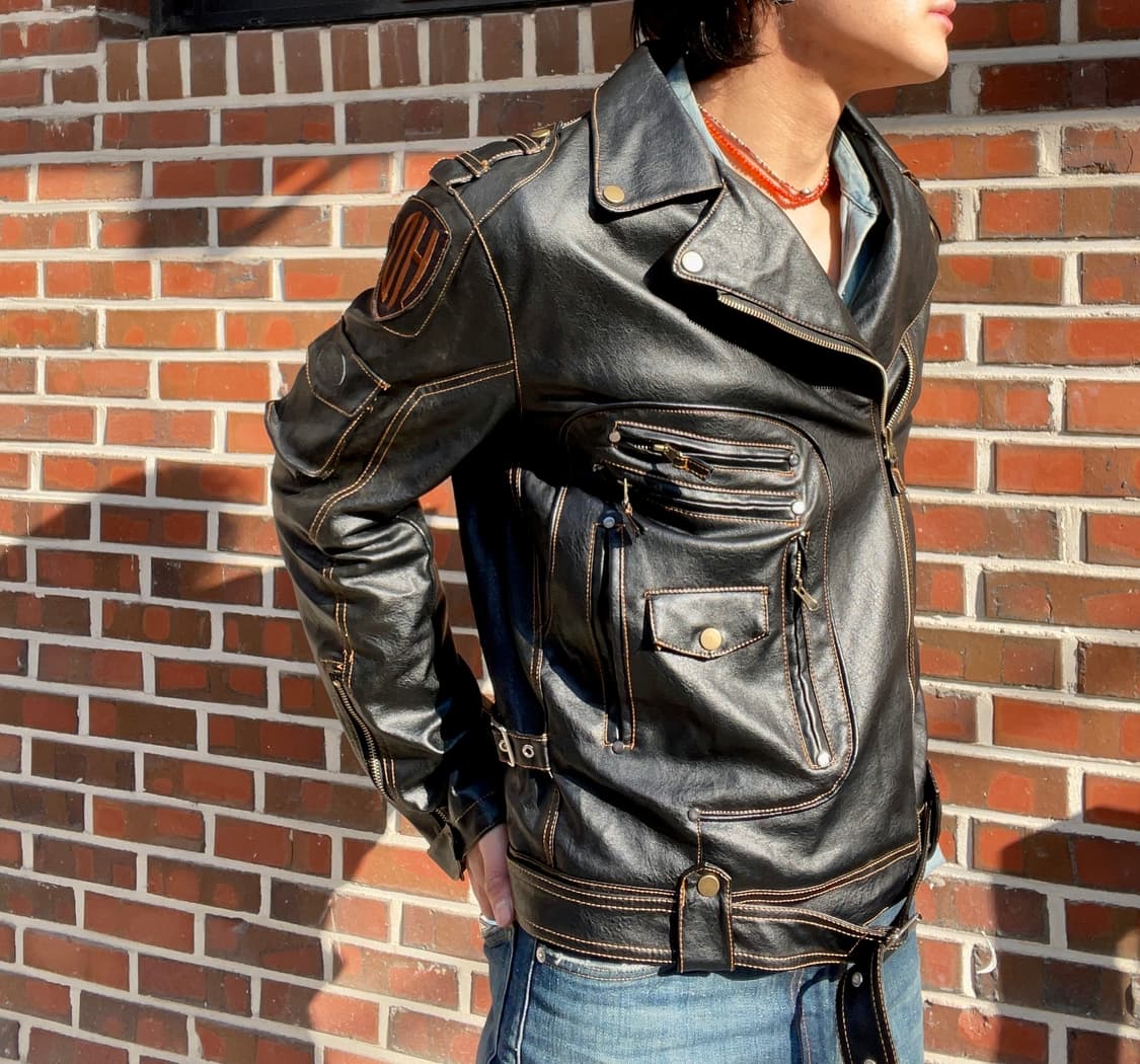 빈티지 블랙 더블라이더 자켓 상품이미지2