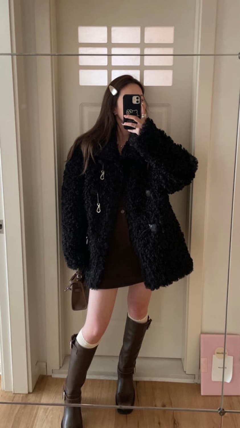 버클 양털 무스탕 코트 상품이미지4