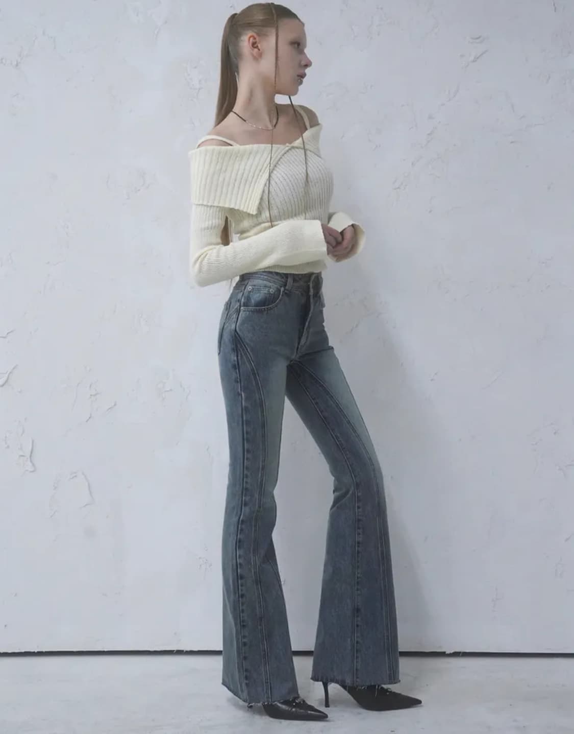 (새상품) Thin Bootscut Pants WASHING BLUE 상품이미지2