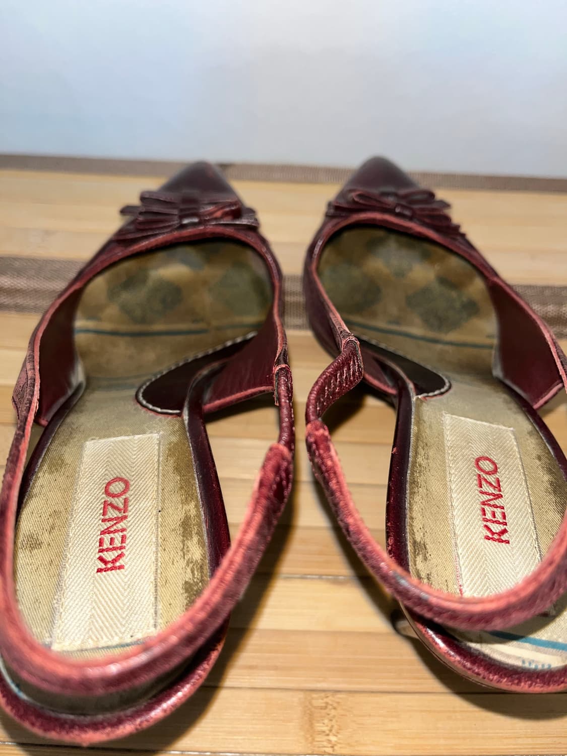 Kenzo 겐조 리본 버건디 슬링백 샌들힐 상품이미지9