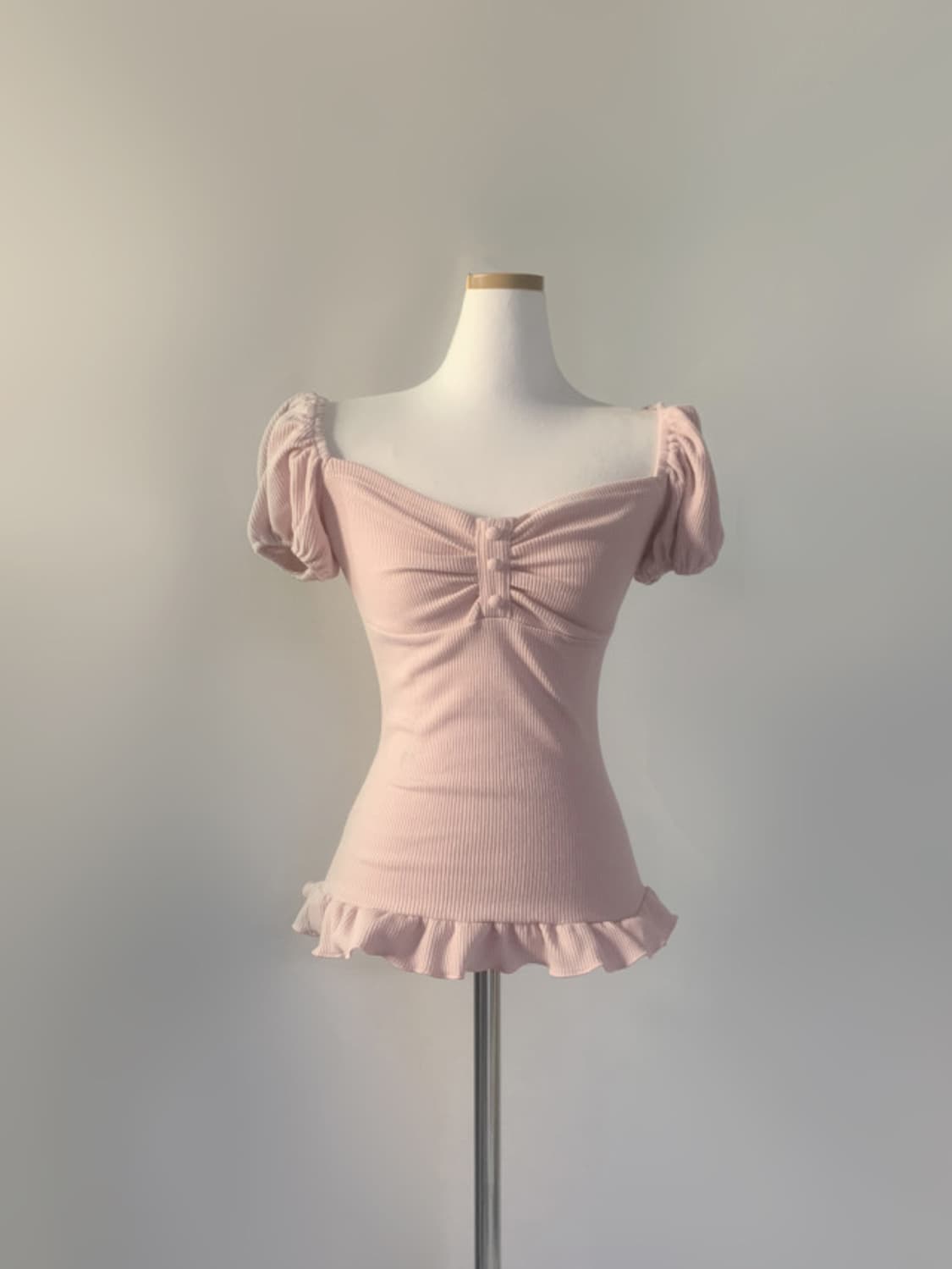 (새상품) 스젠 Rudica Puff Frill Top 핑크 판매  상품이미지3