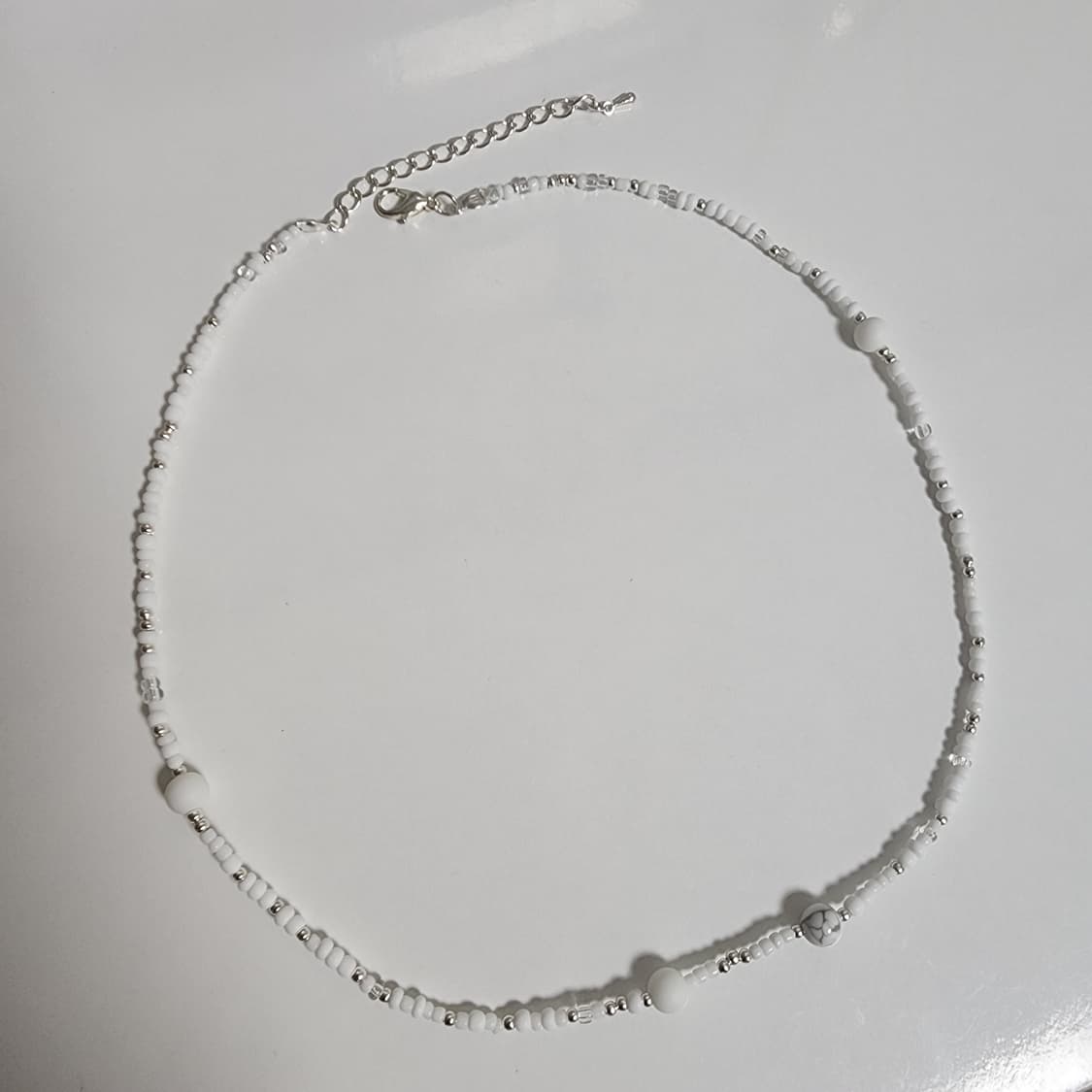 여자 화이트 비즈 원석 목걸이 상품이미지3